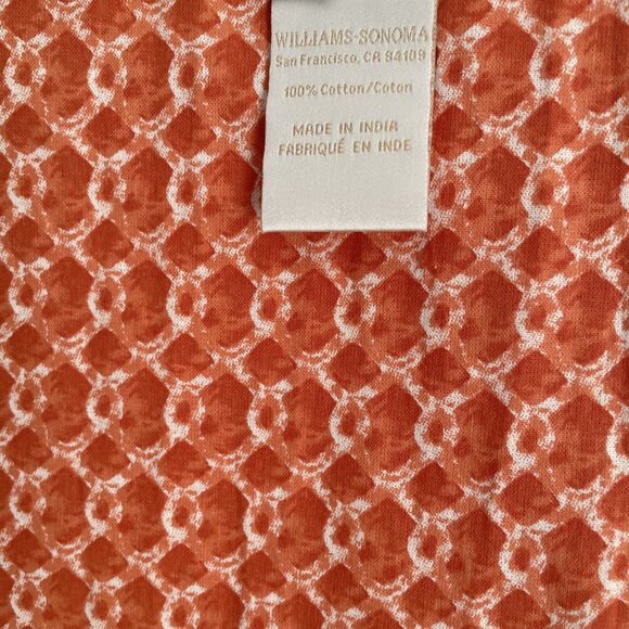 NWOT Williams Sonoma Kitchen Dining Place Mat SET of 2 Burnt Orange Cotton Print - Picture 2 of 6